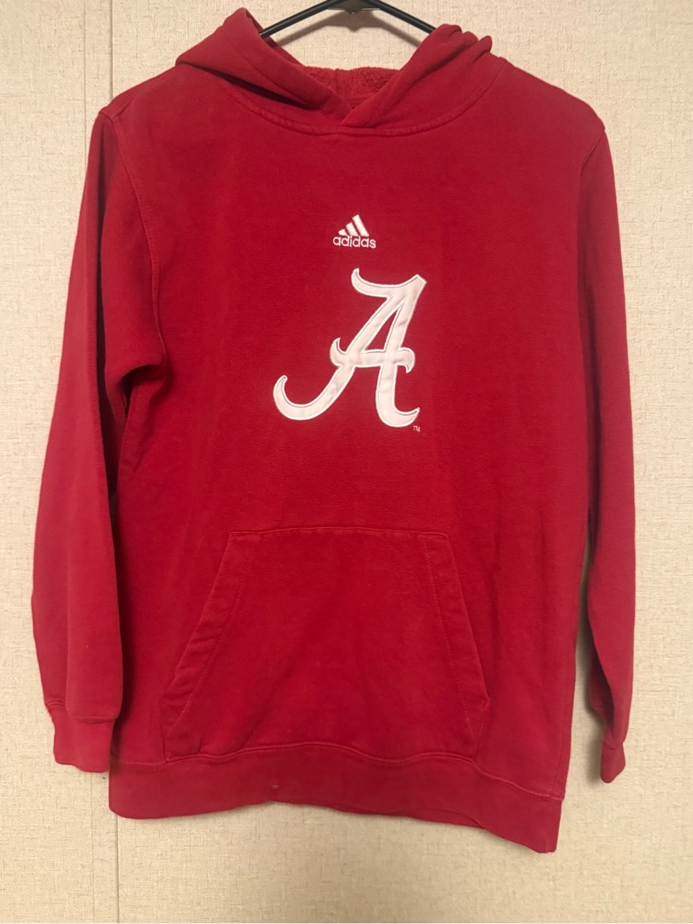 adidas Men’s Crimson Red Crewneck Hoodie with White 'A' Logo